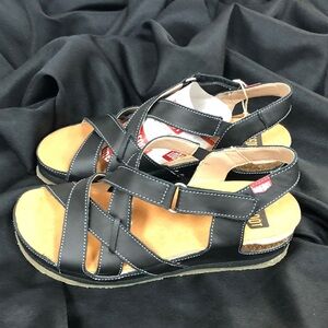 Black Strappy Onfoot Zen Comfort Sandals Sz 38